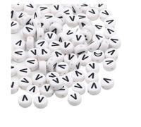 CSFFA Lot de 50/100/200 Perles Rondes Blanches en Acrylique, 7 x 4 mm, Lettres de l'alphabet AZ, for la Fabrication de Bijoux, Bracelets et Accessoires(V_200pcs)