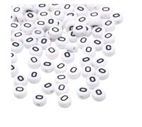 CSFFA Lot de 50/100/200 Perles Rondes Blanches en Acrylique, 7 x 4 mm, Lettres de l'alphabet AZ, for la Fabrication de Bijoux, Bracelets et Accessoires(O_200pcs)