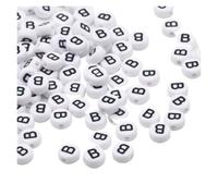 CSFFA Lot de 50/100/200 Perles Rondes Blanches en Acrylique, 7 x 4 mm, Lettres de l'alphabet AZ, for la Fabrication de Bijoux, Bracelets et Accessoires(B_100pcs)