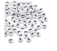 CSFFA Lot de 50/100/200 Perles Rondes Blanches en Acrylique, 7 x 4 mm, Lettres de l'alphabet AZ, for la Fabrication de Bijoux, Bracelets et Accessoires(X_200pcs)