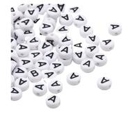 CSFFA Lot de 50/100/200 Perles Rondes Blanches en Acrylique, 7 x 4 mm, Lettres de l'alphabet AZ, for la Fabrication de Bijoux, Bracelets et Accessoires(A_200pcs)