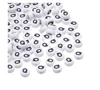 CSFFA Lot de 50/100/200 Perles Rondes Blanches en Acrylique, 7 x 4 mm, Lettres de l'alphabet AZ, for la Fabrication de Bijoux, Bracelets et Accessoires(Q_200pcs)