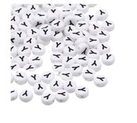 CSFFA Lot de 50/100/200 Perles Rondes Blanches en Acrylique, 7 x 4 mm, Lettres de l'alphabet AZ, for la Fabrication de Bijoux, Bracelets et Accessoires(Y_200pcs)