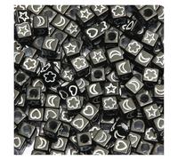 CSFFA Perles acryliques carrées en Vrac avec Lettres de l'alphabet, for la Fabrication Bijoux, Bracelets, Colliers, Accessoires Faits à Main, 6 x mm(B08100,200Pcs)