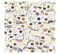 CSFFA Perles acryliques carrées en Vrac avec Lettres de l'alphabet, for la Fabrication Bijoux, Bracelets, Colliers, Accessoires Faits à Main, 6 x mm(B08104,100Pcs)