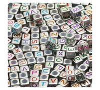 CSFFA Perles acryliques carrées en Vrac avec Lettres de l'alphabet, for la Fabrication Bijoux, Bracelets, Colliers, Accessoires Faits à Main, 6 x mm(B06425,200Pcs)