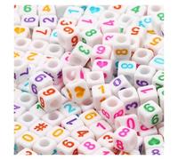 CSFFA Perles acryliques carrées en Vrac avec Lettres de l'alphabet, for la Fabrication Bijoux, Bracelets, Colliers, Accessoires Faits à Main, 6 x mm(B06430,200Pcs)