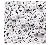 CSFFA Perles acryliques carrées en Vrac avec Lettres de l'alphabet, for la Fabrication Bijoux, Bracelets, Colliers, Accessoires Faits à Main, 6 x mm(B06335,100Pcs)