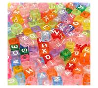CSFFA Perles acryliques carrées en Vrac avec Lettres de l'alphabet, for la Fabrication Bijoux, Bracelets, Colliers, Accessoires Faits à Main, 6 x mm(B06385,200Pcs)