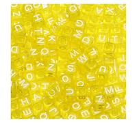 CSFFA Perles acryliques carrées en Vrac avec Lettres de l'alphabet, for la Fabrication Bijoux, Bracelets, Colliers, Accessoires Faits à Main, 6 x mm(B08056,100Pcs)