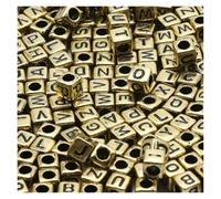 CSFFA Perles acryliques carrées en Vrac avec Lettres de l'alphabet, for la Fabrication Bijoux, Bracelets, Colliers, Accessoires Faits à Main, 6 x mm(B06395,100Pcs)