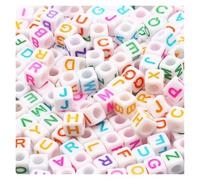 CSFFA Perles acryliques carrées en Vrac avec Lettres de l'alphabet, for la Fabrication Bijoux, Bracelets, Colliers, Accessoires Faits à Main, 6 x mm(B06340,200Pcs)