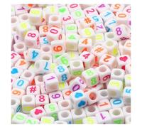 CSFFA Perles acryliques carrées en Vrac avec Lettres de l'alphabet, for la Fabrication Bijoux, Bracelets, Colliers, Accessoires Faits à Main, 6 x mm(B06445,200Pcs)