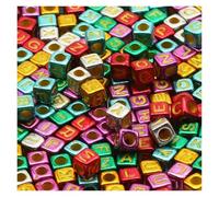 CSFFA Perles acryliques carrées en Vrac avec Lettres de l'alphabet, for la Fabrication Bijoux, Bracelets, Colliers, Accessoires Faits à Main, 6 x mm(B06400,100Pcs)