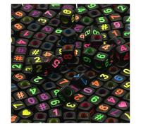 CSFFA Perles acryliques carrées en Vrac avec Lettres de l'alphabet, for la Fabrication Bijoux, Bracelets, Colliers, Accessoires Faits à Main, 6 x mm(B06455,100Pcs)