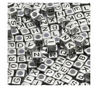 CSFFA Perles acryliques carrées en Vrac avec Lettres de l'alphabet, for la Fabrication Bijoux, Bracelets, Colliers, Accessoires Faits à Main, 6 x mm(B06390,100Pcs)