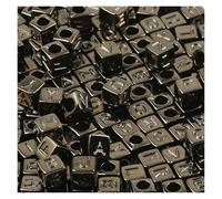 CSFFA Perles acryliques carrées en Vrac avec Lettres de l'alphabet, for la Fabrication Bijoux, Bracelets, Colliers, Accessoires Faits à Main, 6 x mm(B06360,200Pcs)