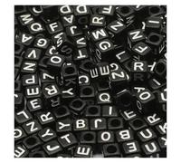 CSFFA Perles acryliques carrées en Vrac avec Lettres de l'alphabet, for la Fabrication Bijoux, Bracelets, Colliers, Accessoires Faits à Main, 6 x mm(B06345,200Pcs)