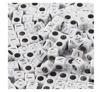 CSFFA Perles acryliques carrées en Vrac avec Lettres de l'alphabet, for la Fabrication Bijoux, Bracelets, Colliers, Accessoires Faits à Main, 6 x mm(B06415,100Pcs)