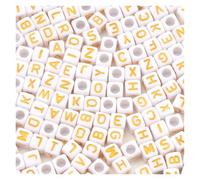 CSFFA Perles acryliques carrées en Vrac avec Lettres de l'alphabet, for la Fabrication Bijoux, Bracelets, Colliers, Accessoires Faits à Main, 6 x mm(B08276,100Pcs)