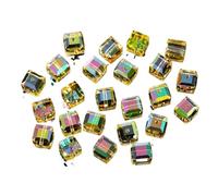 CSFFA Perles cubiques en Cristal de 4 à 8 mm, carrées, Brillantes, Couleur AB, for Colliers, Bracelets, Bijoux, Loisirs créatifs, Fournitures de Fabrication(4_4mm-100pcs)