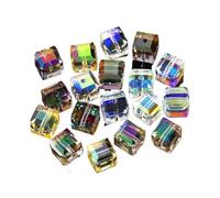 CSFFA Perles cubiques en Cristal de 4 à 8 mm, carrées, Brillantes, Couleur AB, for Colliers, Bracelets, Bijoux, Loisirs créatifs, Fournitures de Fabrication(Mixed Color_4mm-100pcs)