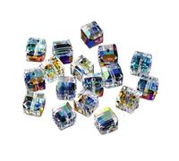 CSFFA Perles cubiques en Cristal de 4 à 8 mm, carrées, Brillantes, Couleur AB, for Colliers, Bracelets, Bijoux, Loisirs créatifs, Fournitures de Fabrication(1_6mm-100pcs)
