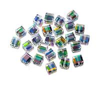 CSFFA Perles cubiques en Cristal de 4 à 8 mm, carrées, Brillantes, Couleur AB, for Colliers, Bracelets, Bijoux, Loisirs créatifs, Fournitures de Fabrication(6_8mm-50pcs)