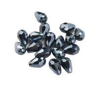 CSFFA Perles en Cristal en Forme de Goutte d'eau, Perles Rondes en Verre, 6 x 8 mm, 8 x 10 mm, for la Fabrication de Bijoux, DIY, 24 Couleurs, Meilleures Ventes(Shiny Black_6x8mm 70pcs)