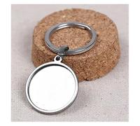 CSFFA Porte-clés Rond en Acier Inoxydable, 25mm, Ovale, 18x25mm, Cabochon, paramètres de Base, Bricolage, Porte-clés en métal Vierge, Accessoires, 4 pièces(Round 25mm)