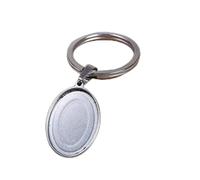 CSFFA Porte-clés Rond en Acier Inoxydable, 25mm, Ovale, 18x25mm, Cabochon, paramètres de Base, Bricolage, Porte-clés en métal Vierge, Accessoires, 4 pièces(Oval 18x25mm)