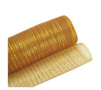 CSFFA Ruban de maille de Noël for couronne, maille déco dorée, fournitures d'artisanat, guirlande d'arbre de Noël, 10 po(Light coff-gold silk)