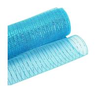 CSFFA Ruban de maille de Noël for couronne, maille déco dorée, fournitures d'artisanat, guirlande d'arbre de Noël, 10 po(Sky blue-blue silk)