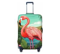 CSGJMYGS Housse de bagage à motif flamant rose tropical, lavable, tendance, extensible, anti-rayures, convient aux bagages de 45,7 à 81,3 cm, taille M, noir, Noir , M