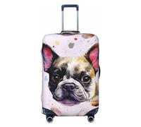CSGJMYGS Housse de bagage à motif petit bulldog français lavable, tendance, extensible, anti-rayures, convient aux bagages de 45,7 à 81,3 cm, taille S, noir, S, Noir , S