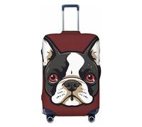 CSGJMYGS Housse de bagage de voyage élastique lavable et tendance résistante aux rayures Motif visage de boston terrier 45,7 à 81,3 cm, Noir , L