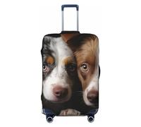 CSGJMYGS Housse de bagage de voyage élastique lavable housse de bagage tendance résistant aux rayures Deux chiens regardant autour du coin Valise Protecteur Convient aux bagages de 45,7 à 81,3 cm,