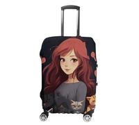 CSGJMYGS Housse de bagage de voyage élastique lavable housse de bagage tendance résistant aux rayures housses de bagages Une fille qui aime les chats protection valise protecteur pour bagages de 45,7