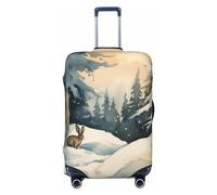 CSGJMYGS Housse de bagage de voyage élastique lavable housse de bagage tendance résistant aux rayures housses de bagages Un lapin en hiver Valise Protecteur pour bagages de 45,7 à 81,3 cm, Noir , L
