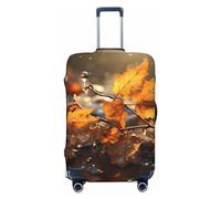 CSGJMYGS Housse de bagage de voyage élastique lavable housse de bagage tendance résistant aux rayures housses de bagages feuilles d'automne protection pour bagages de 45,7 à 81,3 cm, Noir , S