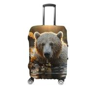 CSGJMYGS Housse de bagage de voyage élastique lavable housse de bagage tendance résistant aux rayures couverture de bagages Bear Crossing The River Valise Protecteur pour bagages de 45,7 à 81,3 cm,