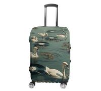 CSGJMYGS Housse de bagage de voyage élastique lavable housse de bagage tendance résistante aux rayures Swan et Record Valise Protecteur pour bagages de 45,7 à 81,3 cm, Style-5, M