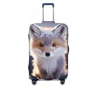 CSGJMYGS Housse de bagage de voyage élastique lavable housse de bagage tendance résistante aux rayures Housse de bagage mignon renard en hiver protection pour valise de 45,7 à 81,3 cm, Noir , S