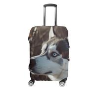 CSGJMYGS Housse de bagage de voyage élastique lavable housse de bagage tendance résistante aux rayures Housse de bagage aux yeux bleus Husky Dog Protecteur pour bagages de 45,7 à 81,3 cm, Style 1, L