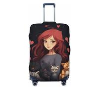 CSGJMYGS Housse de bagage de voyage élastique lavable housse de valise housse tendance résistante aux rayures Housses de bagages Une fille qui aime les chats Housse de protection pour valise de 45,7 à