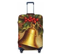 CSGJMYGS Housse de bagage lavable avec cloche d'arbre de Noël Happy New Year - Tendance - Extensible - Anti-rayures - Convient aux bagages de 45,7 à 81,3 cm - Taille XL - Noir, Noir , XL