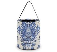 CSGJMYGS Seau à bonbons à motif blanc et bleu pour Halloween, sac fourre-tout réutilisable pour fournitures de fête d'enfants, seau à friandises, meilleur cadeau de fête d'Halloween, blanc, blanc,