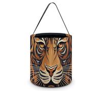 CSGJMYGS Seau à bonbons pour Halloween, motif logo tigre du Nouvel An, sac fourre-tout réutilisable pour fournitures de fête d'enfants, seau à friandises, meilleur cadeau de fête d'Halloween, blanc,