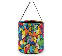 CSGJMYGS Seau à friandises ou à friandises d'Halloween aux formes géométriques vives - Seau à bonbons réutilisable - Sac fourre-tout pour enfants - Fournitures de fête pour enfants - Seau à friandises