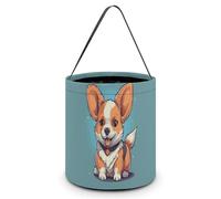 CSGJMYGS Seau à friandises ou à friandises d'Halloween mignon Corgi Cartoon Seau à bonbons réutilisable Sac fourre-tout d'Halloween pour fournitures de fête d'enfants Seau à friandises Meilleur cadeau